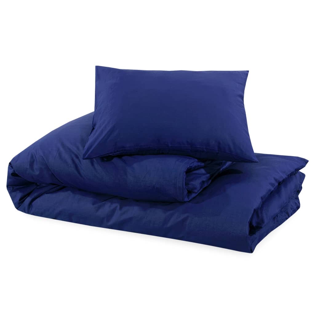 Set posteljine za poplun modra 135 x 200 cm pamučni