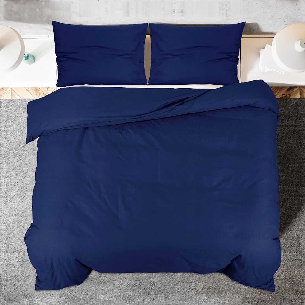 Set posteljine za poplun modri 200 x 200 cm pamučni