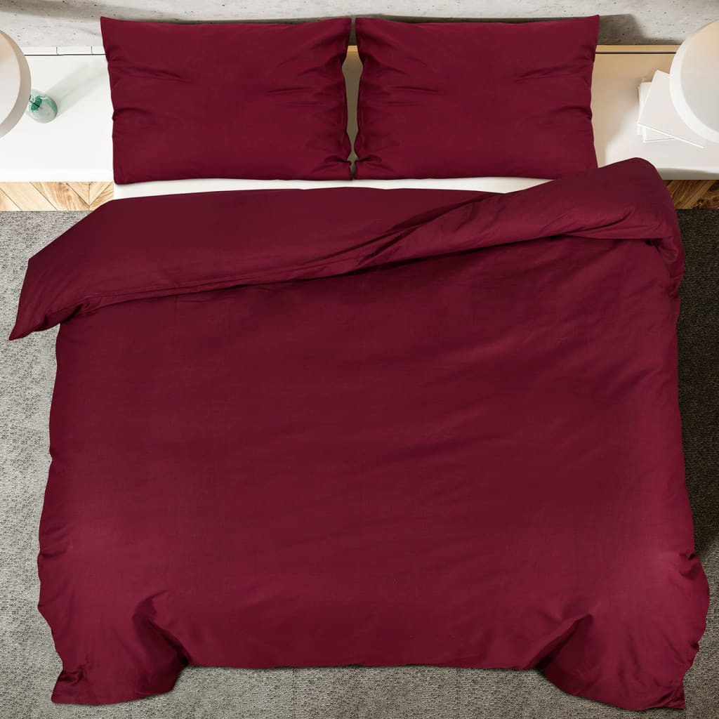 Set posteljine za poplun bordo 155 x 220 cm pamučni