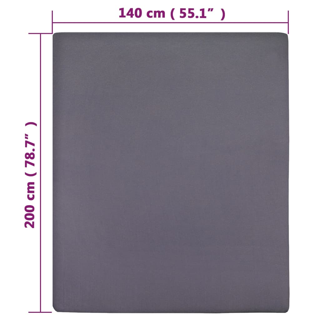 Plahta s gumicom od žerseja antracit 140 x 200 cm pamučna