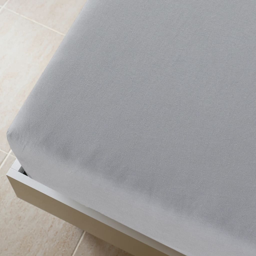 Plahte s gumicom od žerseja 2 kom sive 90 x 200 cm pamučne
