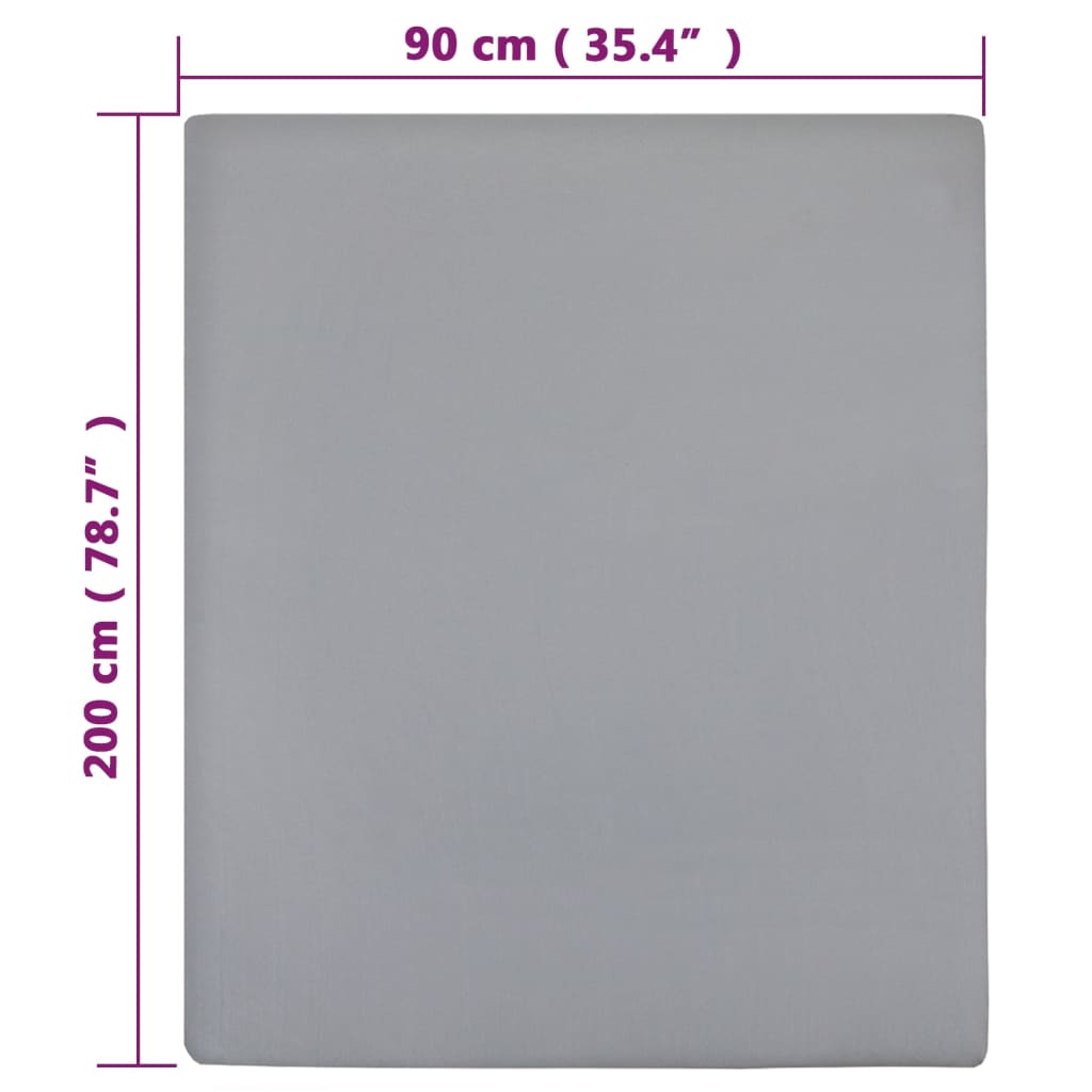 Plahte s gumicom od žerseja 2 kom sive 90 x 200 cm pamučne