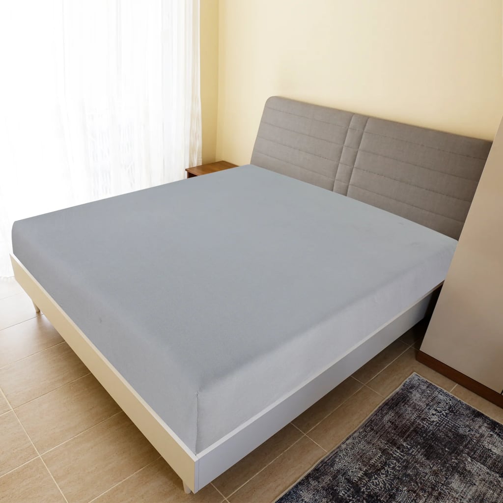 Plahte s gumicom od žerseja 2 kom sive 90 x 200 cm pamučne