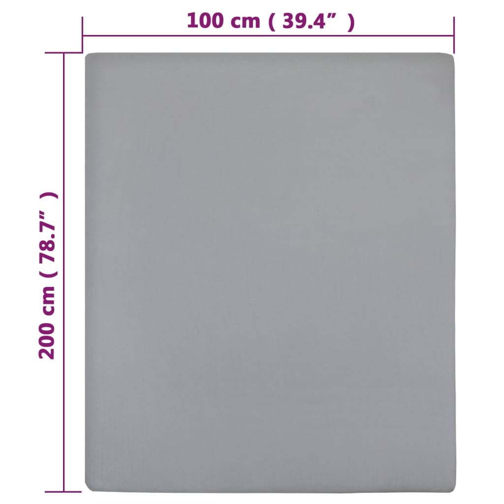 Plahte s gumicom od žerseja 2 kom sive 100x200 cm pamučne