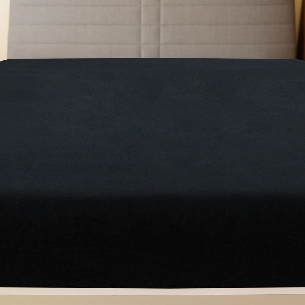 Plahte s gumicom od žerseja 2 kom crne 140x200 cm pamučne