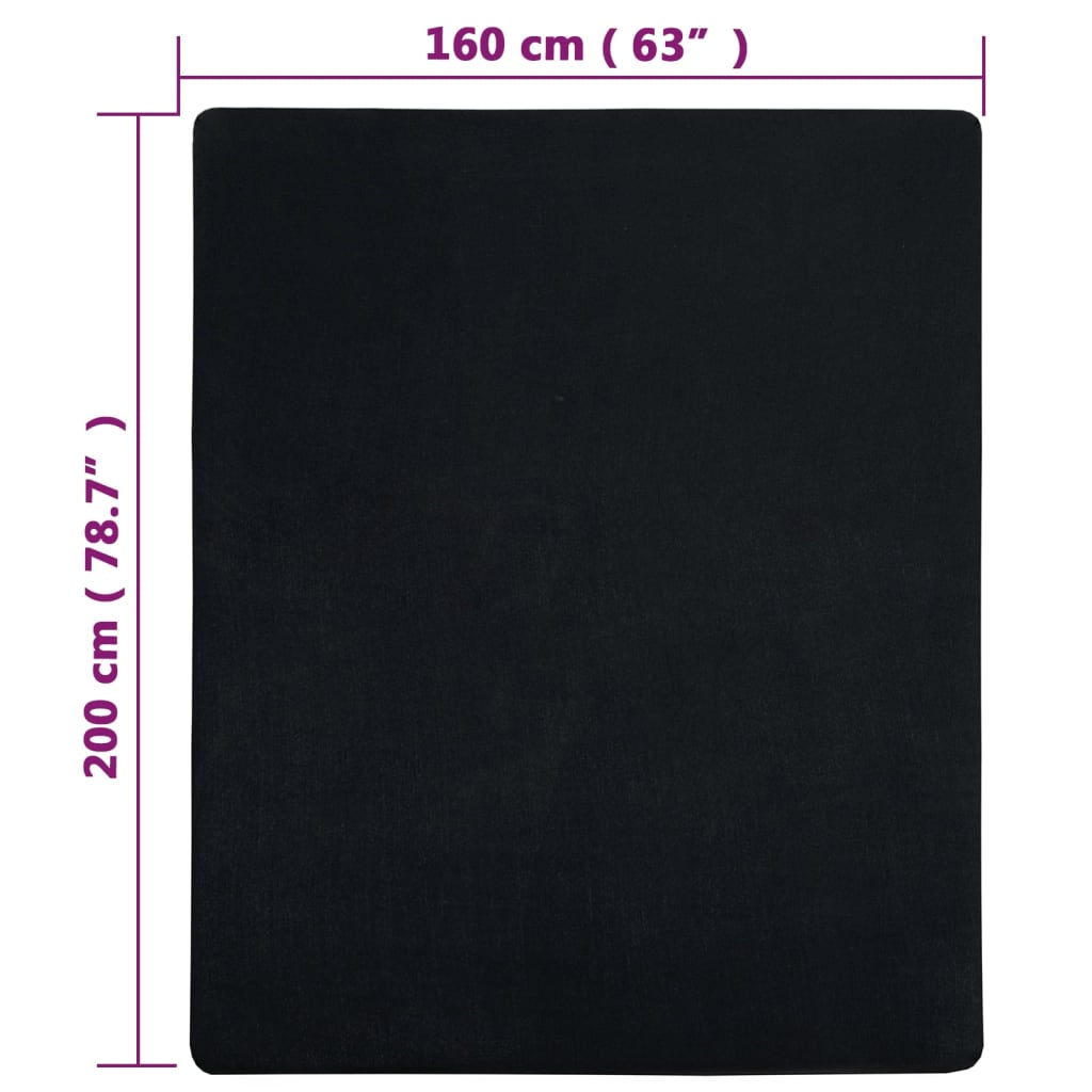 Plahte s gumicom od žerseja 2 kom crne 160x200 cm pamučne