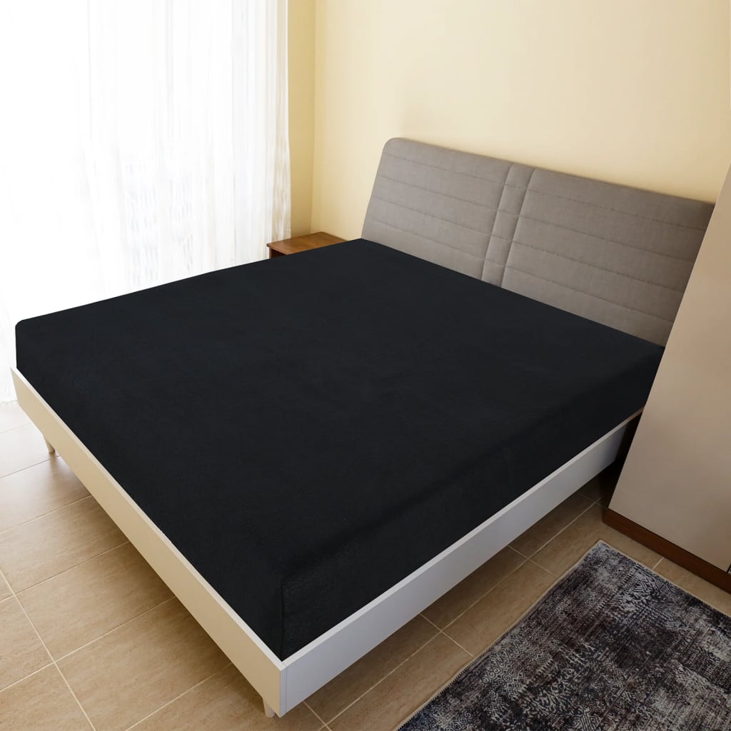 Plahte s gumicom od žerseja 2 kom crne 160x200 cm pamučne
