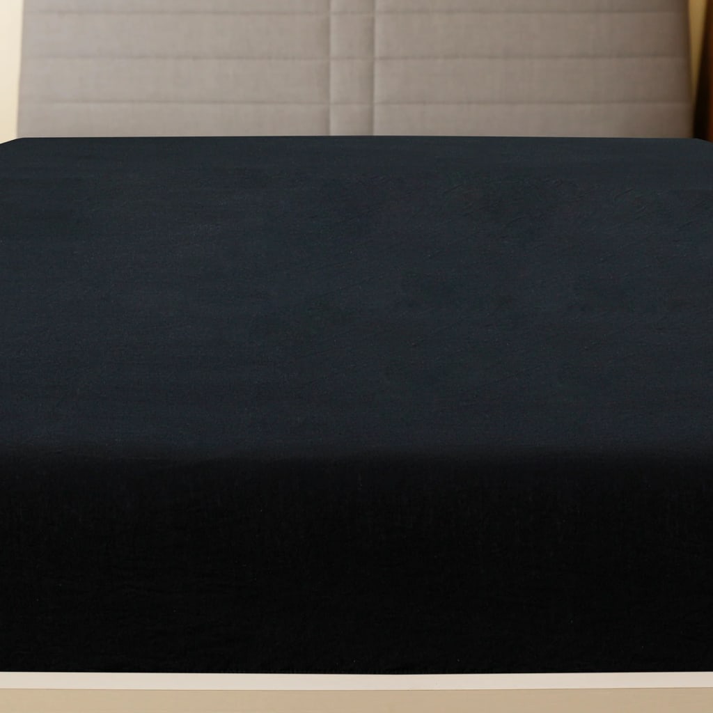 Plahta s gumicom od žerseja crna 180x200 cm pamučna