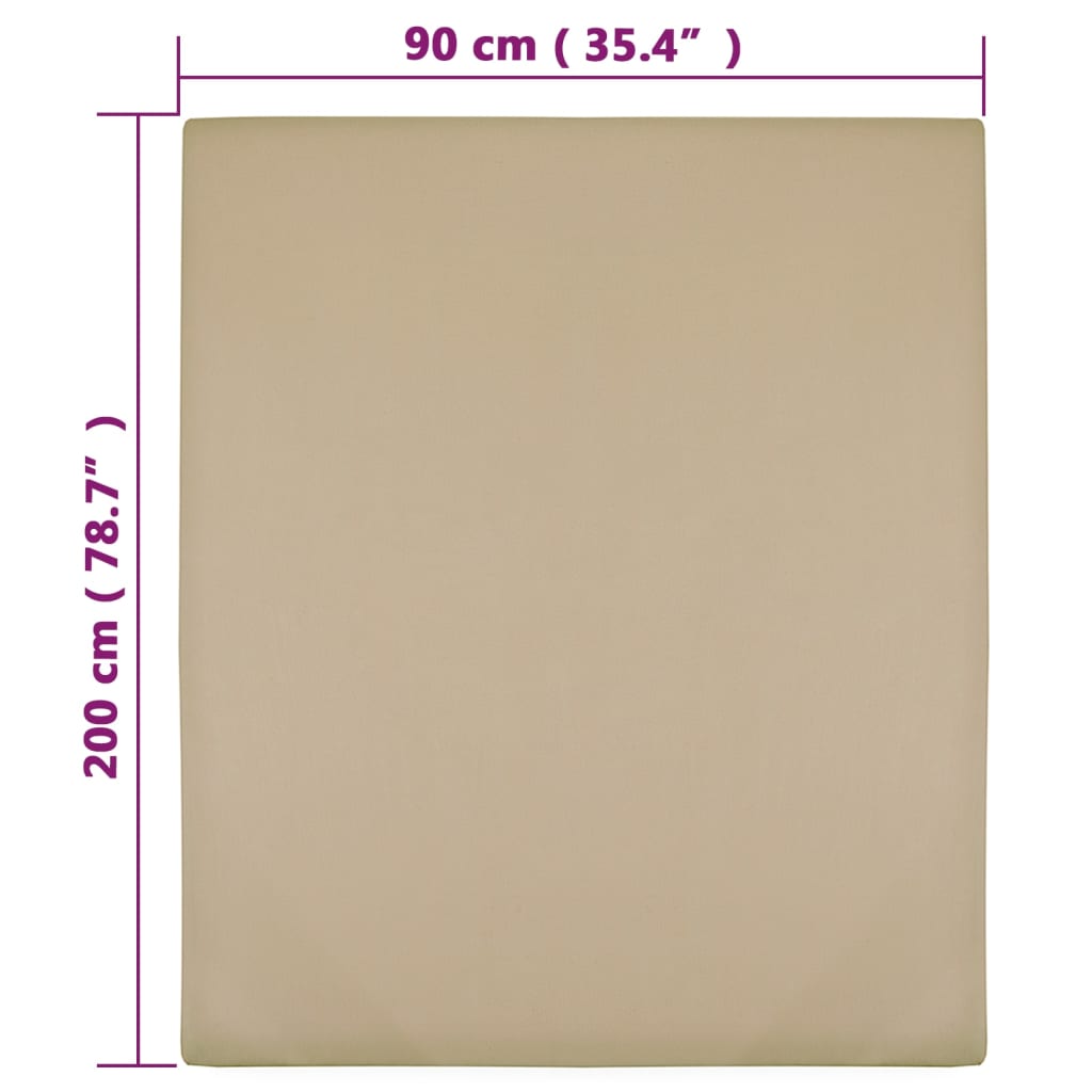 Plahta s gumicom od žerseja smeđesiva 90 x 200 cm pamučna