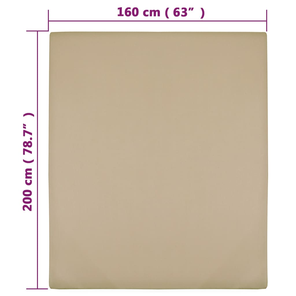Plahte s gumicom od žerseja 2 kom smeđesive 160x200 cm pamučne