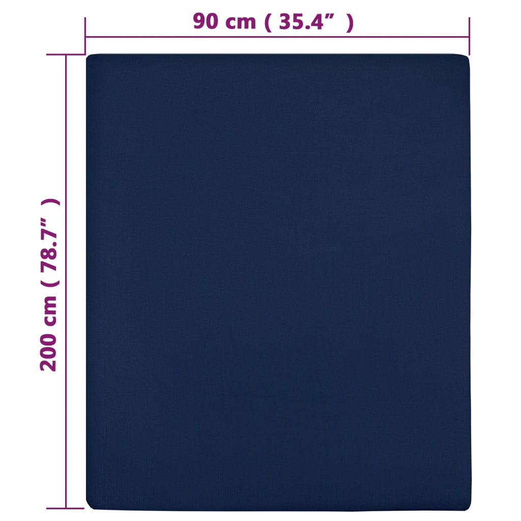 Plahta s gumicom od žerseja modra 90x200 cm pamučna
