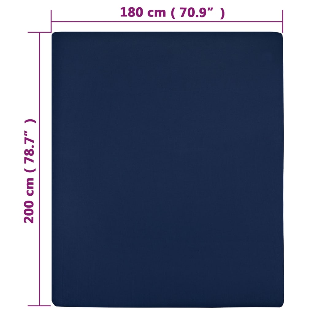 Plahta s gumicom od žerseja modra 180x200 cm pamučna