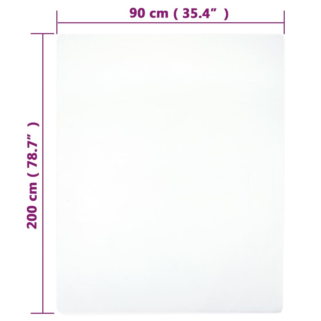 Plahta s gumicom od žerseja bijela 90x200 cm pamučna