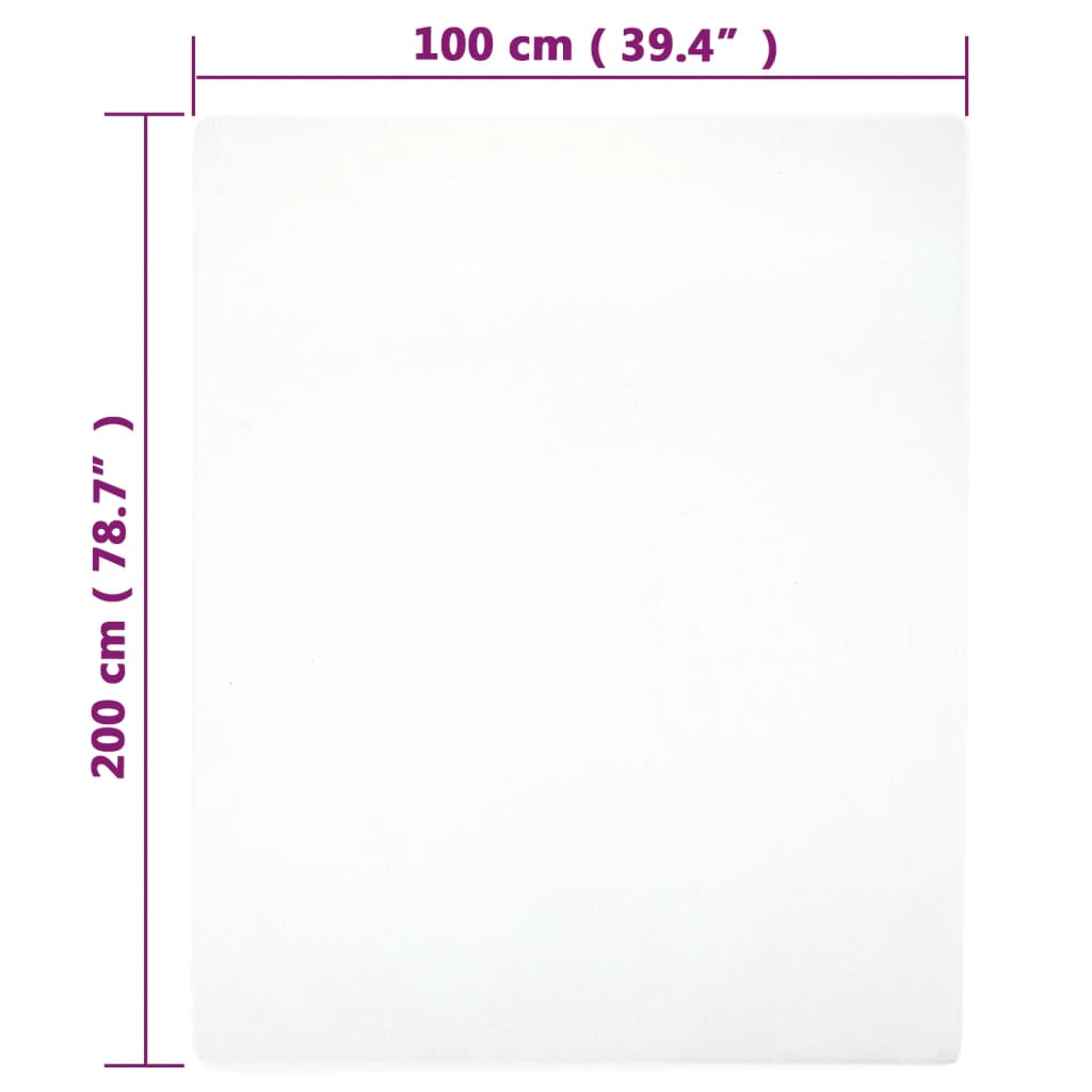 Plahta s gumicom od žerseja bijela 100 x 200 cm pamučna
