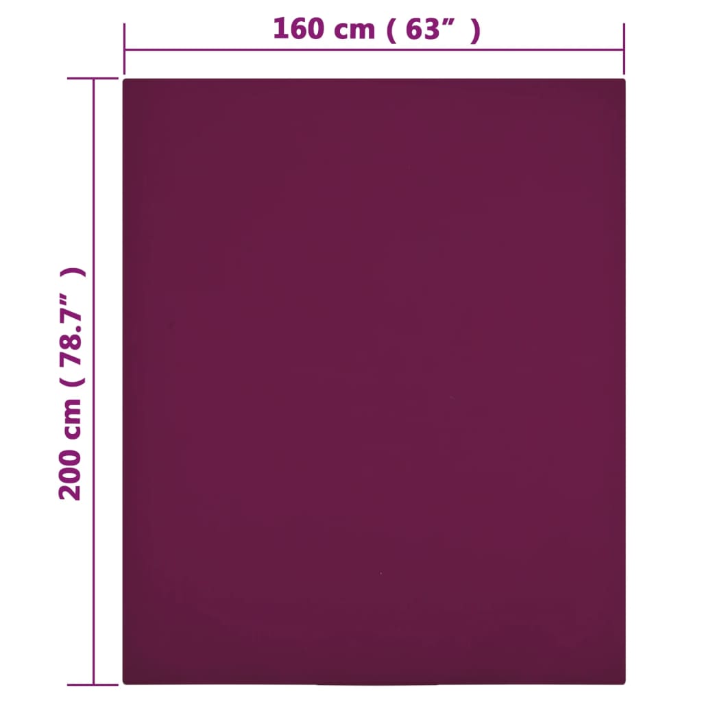 Plahta s gumicom od žerseja bordo 160x200 cm pamučna