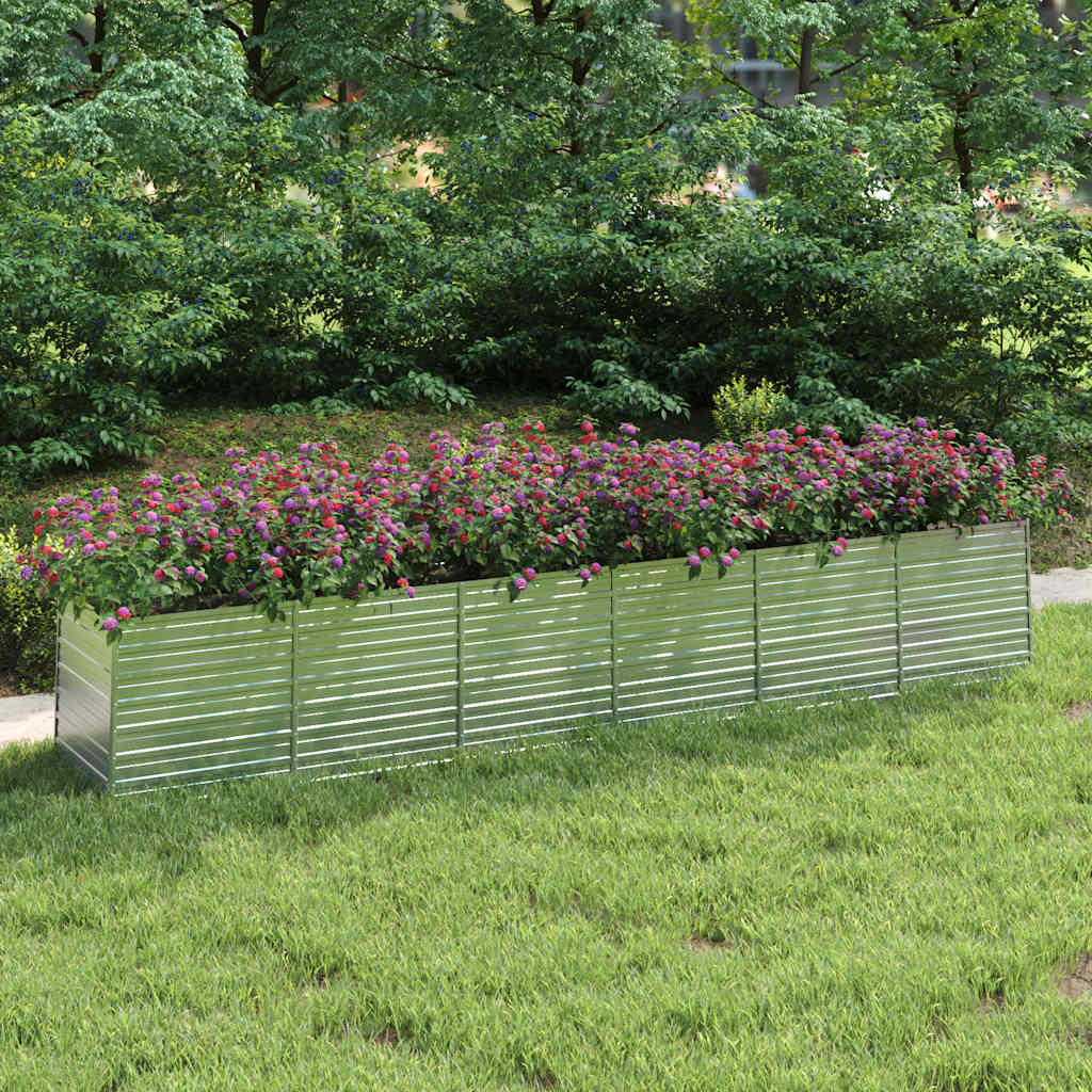 Povišena vrtna gredica 480 x 80 x 77 cm pocinčani čelik srebrna