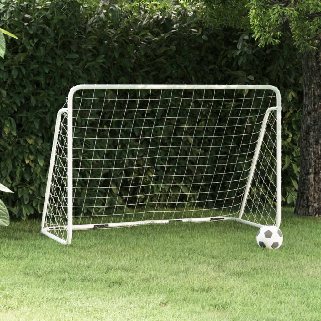 Nogometni gol s mrežom bijeli 180 x 90 x 120 cm čelčni