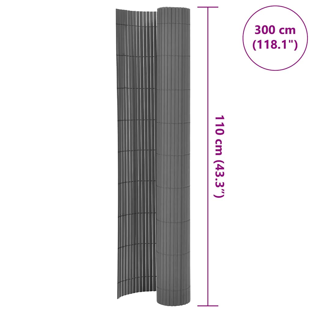 Dvostrana vrtna ograda 110 x 300 cm siva