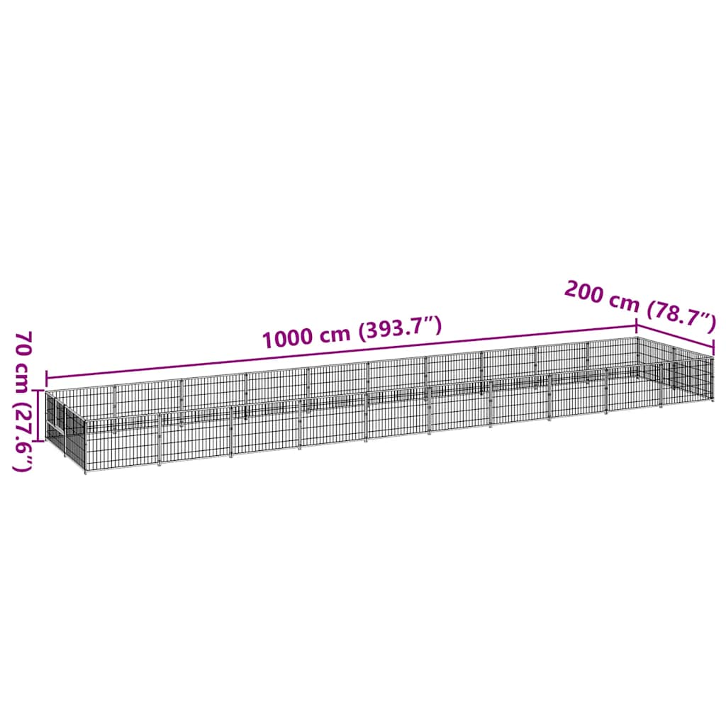 Kavez za pse crni 20 m² čelični