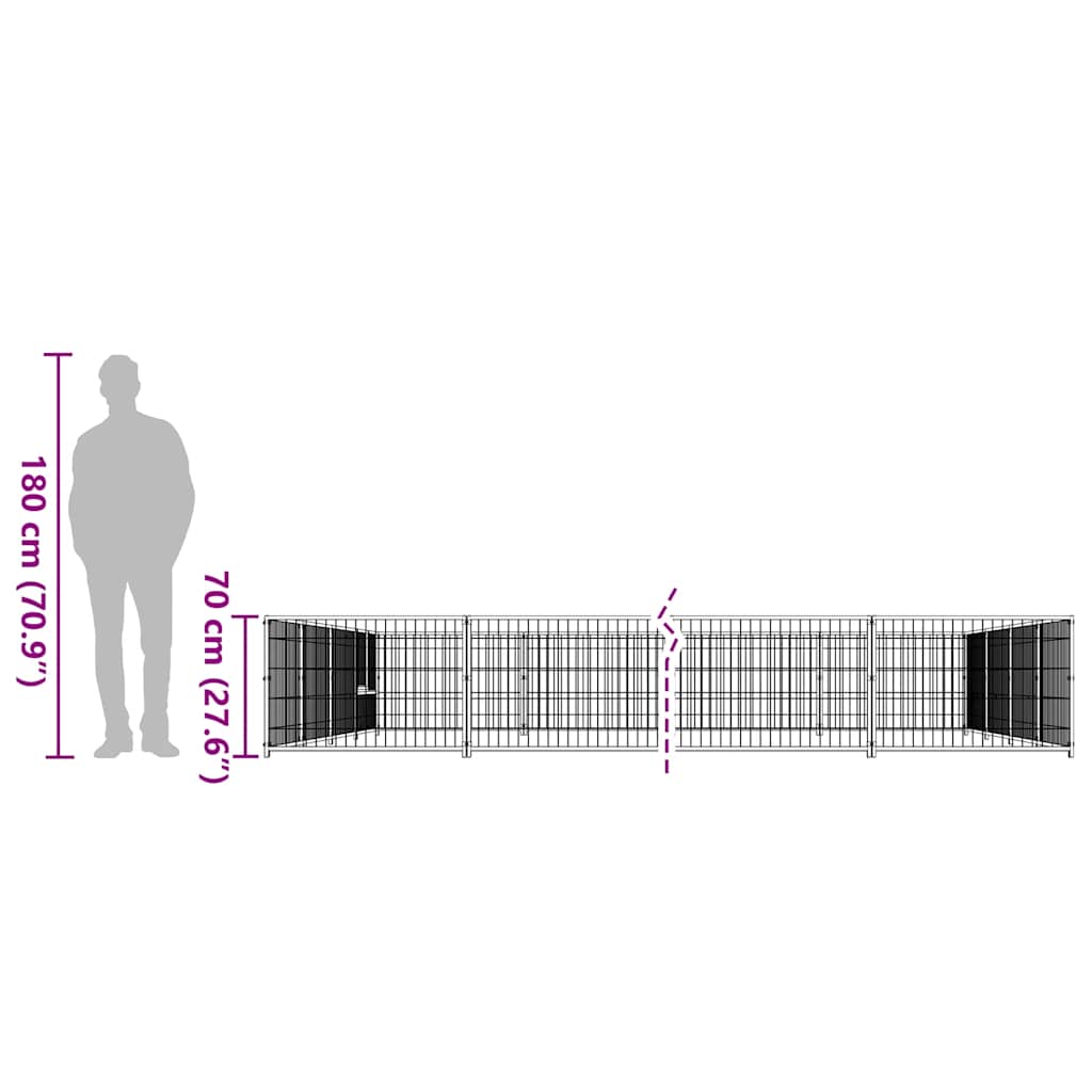 Kavez za pse crni 36 m² čelični
