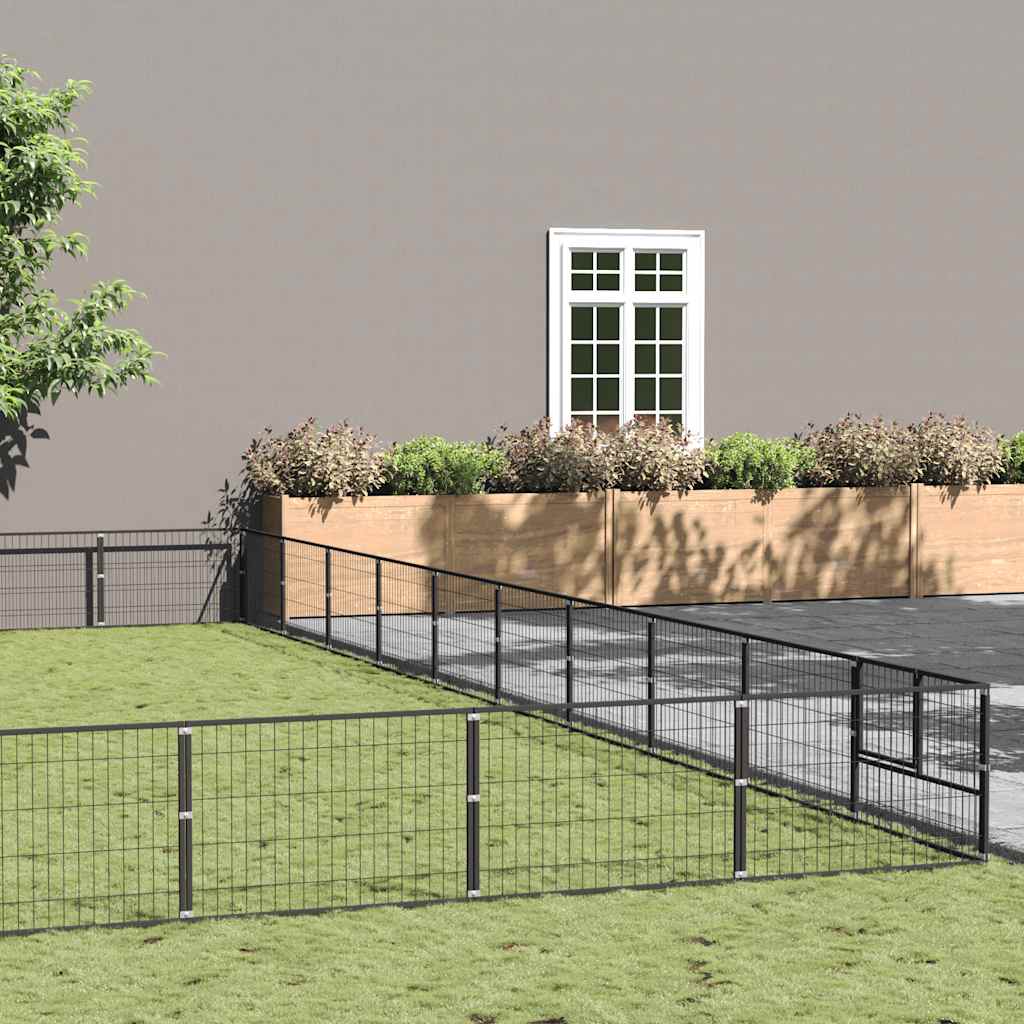 Kavez za pse crni 100 m² čelični