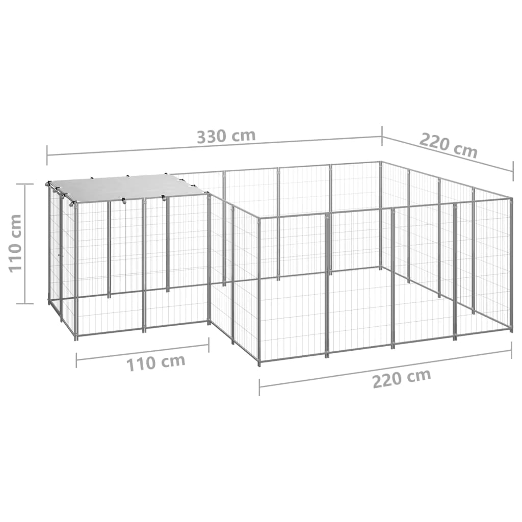 Kavez za pse srebrni 6,05 m² čelični