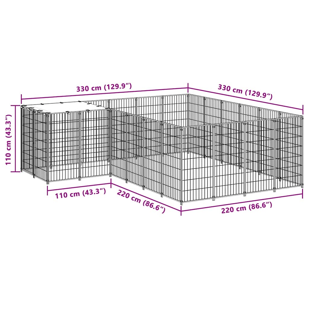 Kavez za pse srebrni 8,47 m² čelični