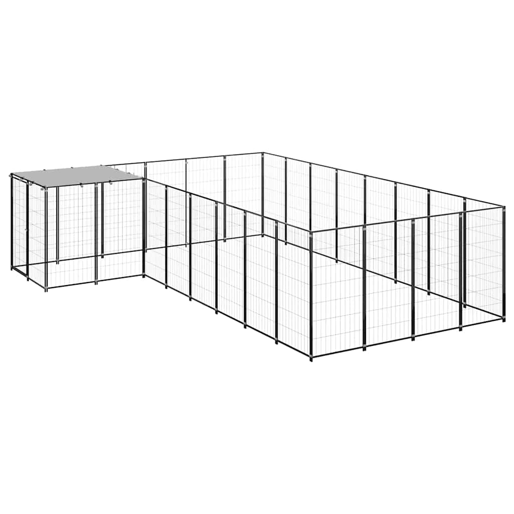 Kavez za pse crni 10,89 m² čelični