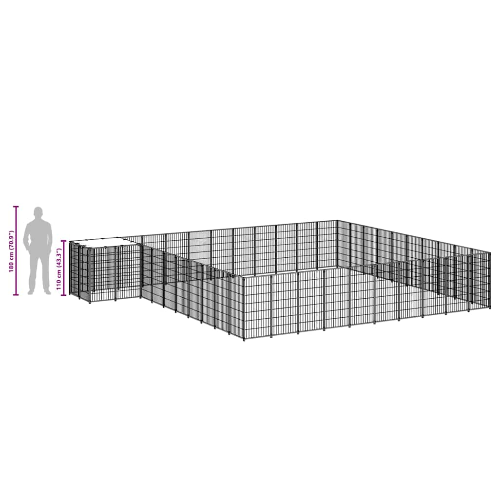 Kavez za pse crni 31,46 m² čelični