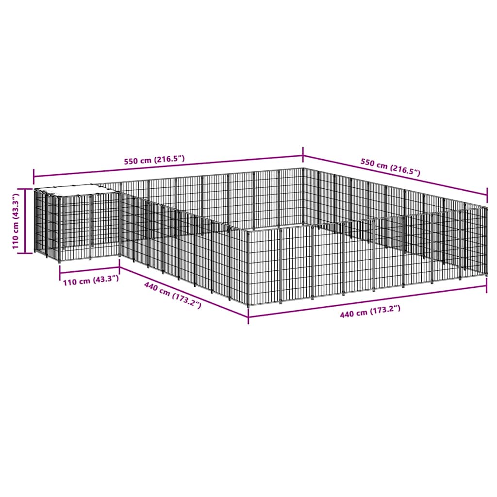 Kavez za pse srebrni 25,41 m² čelični