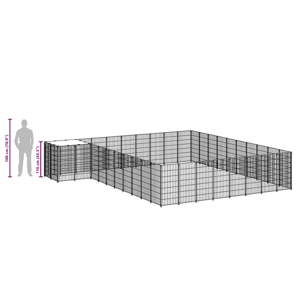 Kavez za pse srebrni 25,41 m² čelični