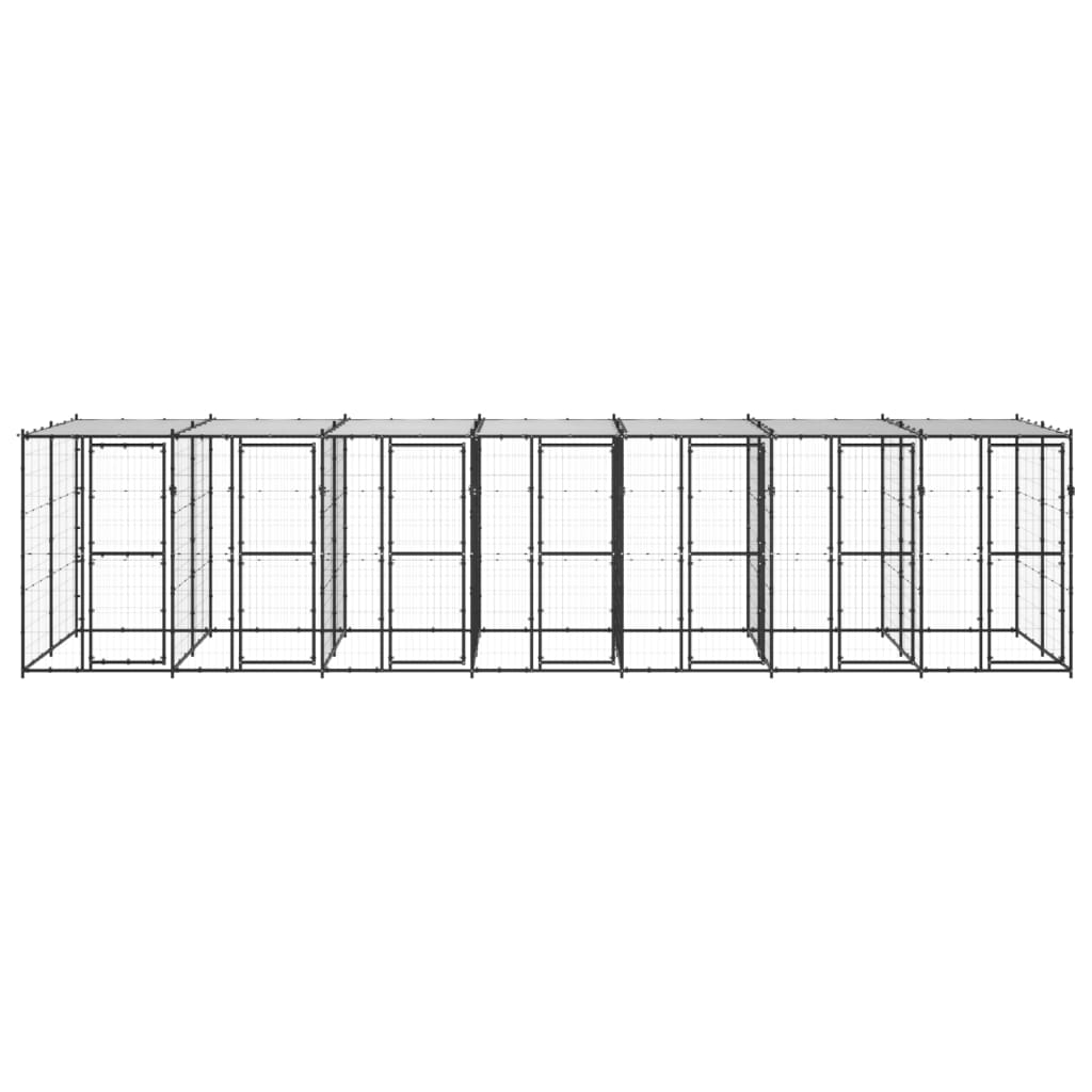 Vanjski kavez za pse s krovom čelični 16,94 m²
