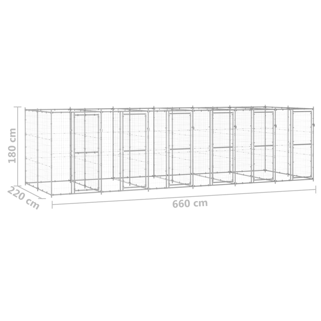 Vanjski kavez za pse od pocinčanog čelika 14,52 m²