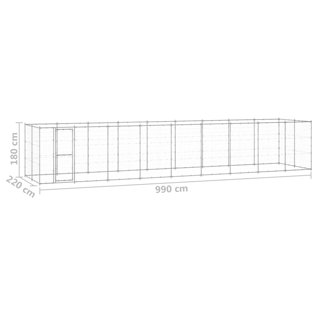 Vanjski kavez za pse od pocinčanog čelika 21,78 m²