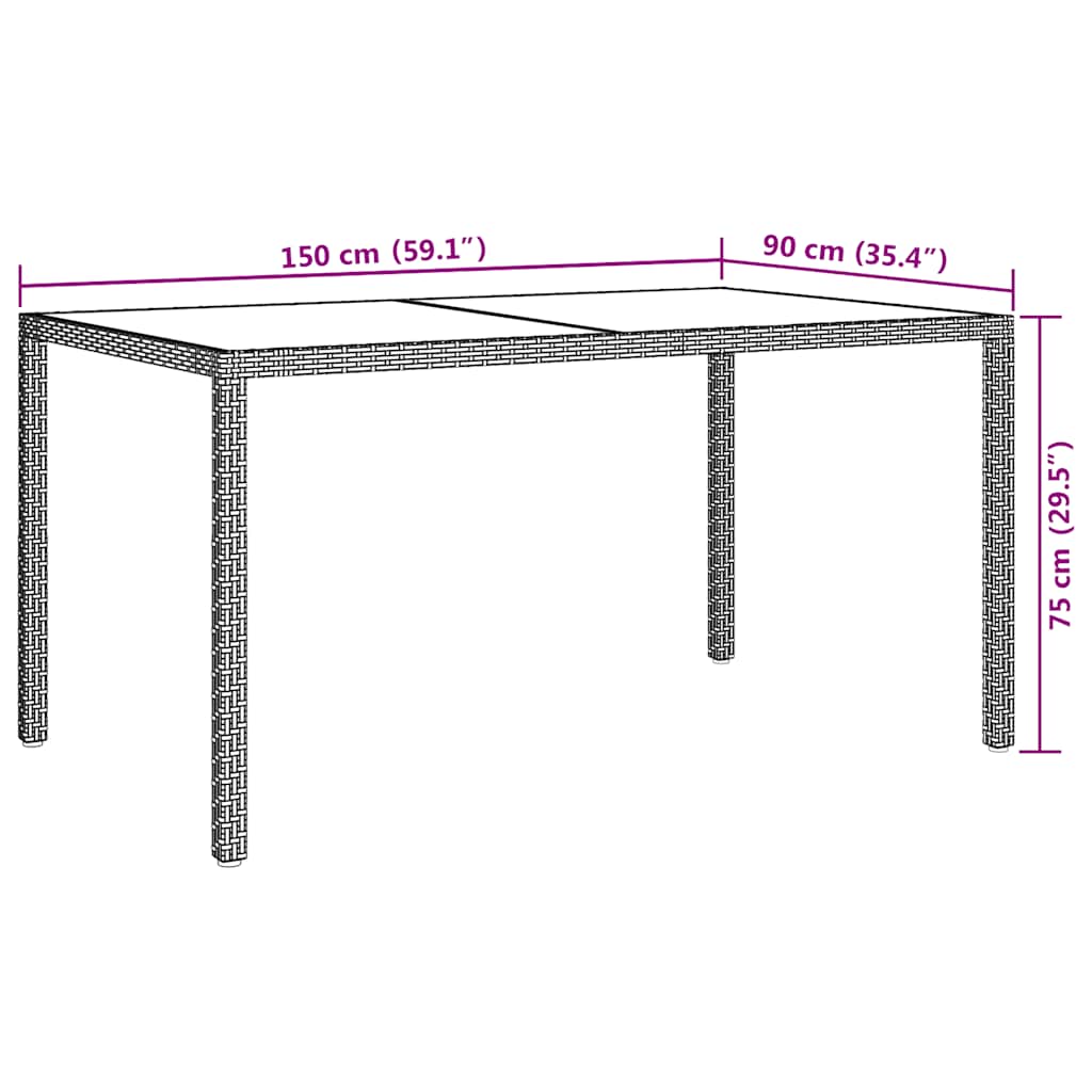 Vrtni stol od kaljenog stakla i poliratana bijeli 150x90x75 cm