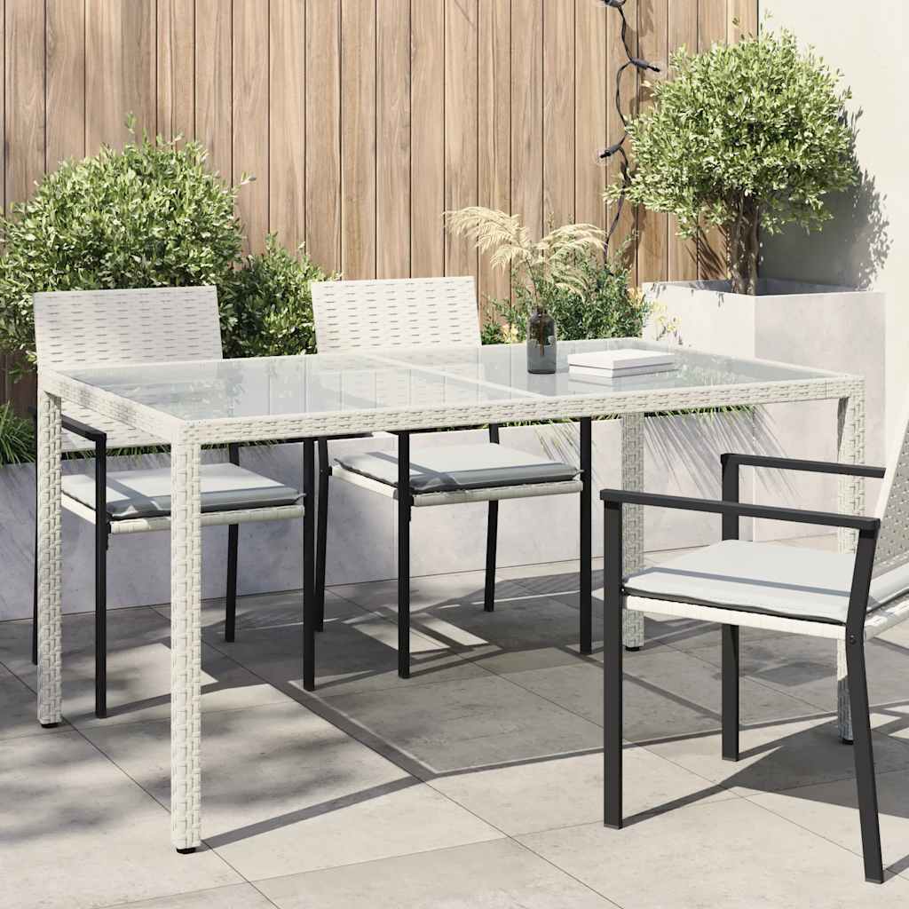 Vrtni stol od kaljenog stakla i poliratana bijeli 150x90x75 cm