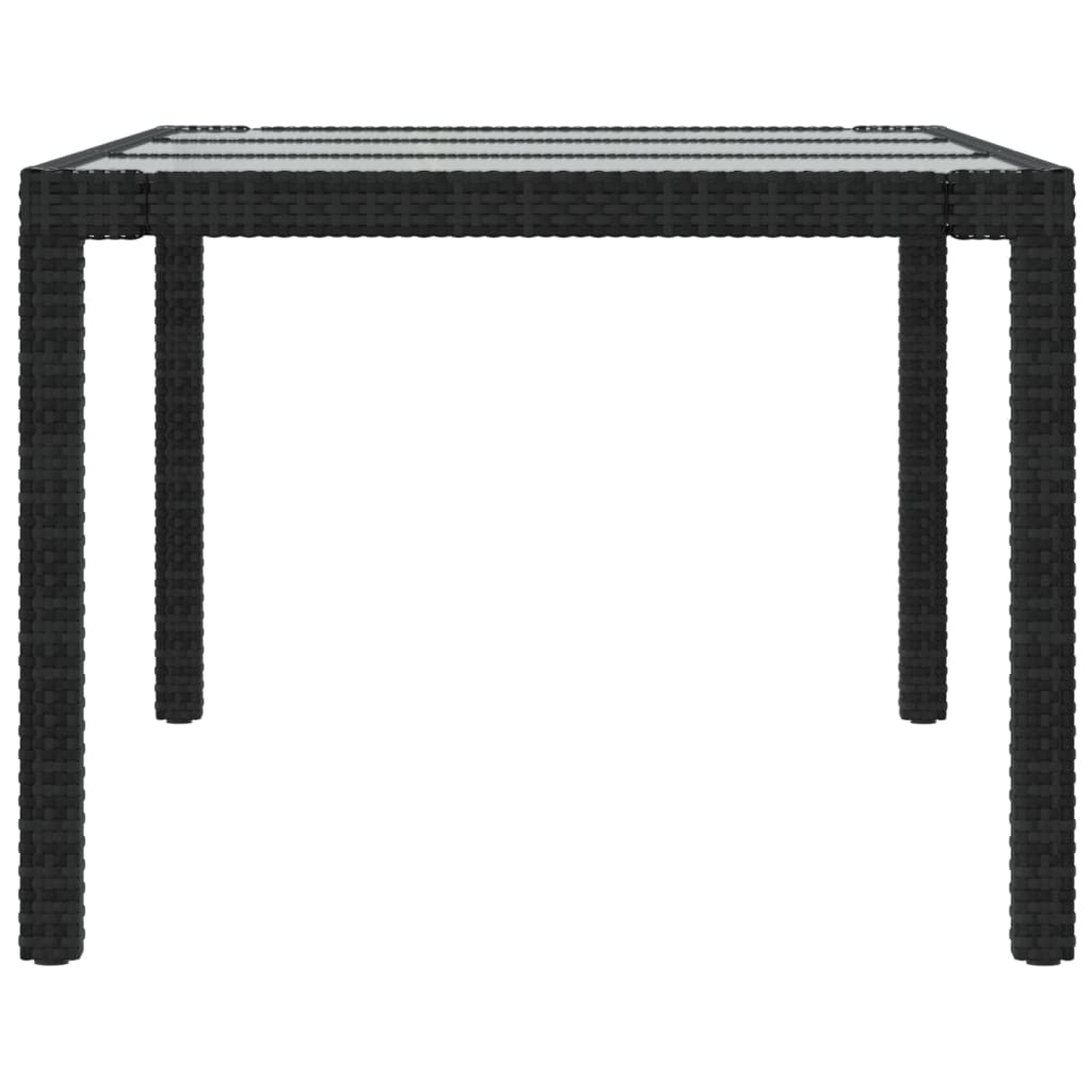 Vrtni stol crni 190x90x75 cm od kaljenog stakla i poliratana