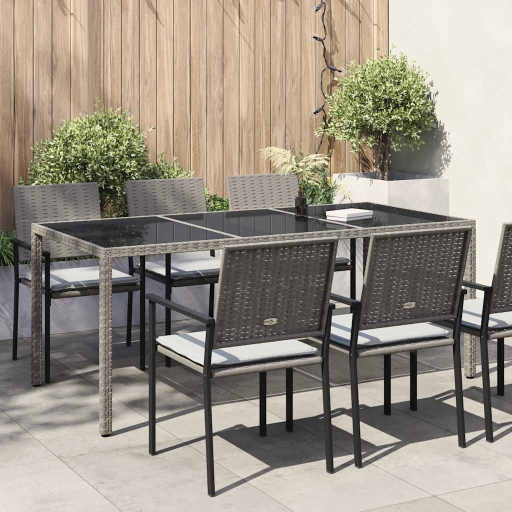 Vrtni stol sivi 190x90x75 cm od kaljenog stakla i poliratana