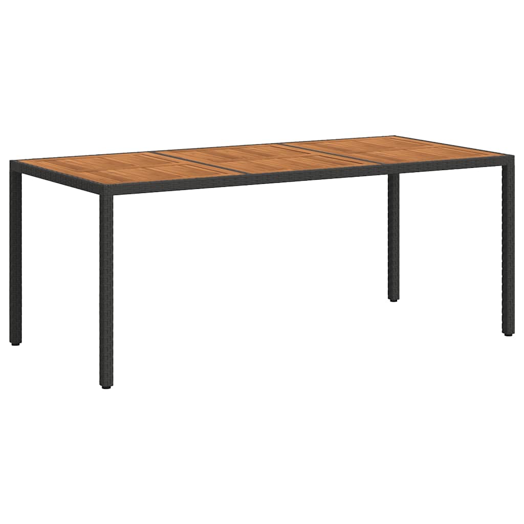 Vrtni stol od poliratana i bagremovog drva 190x90x75 cm crni