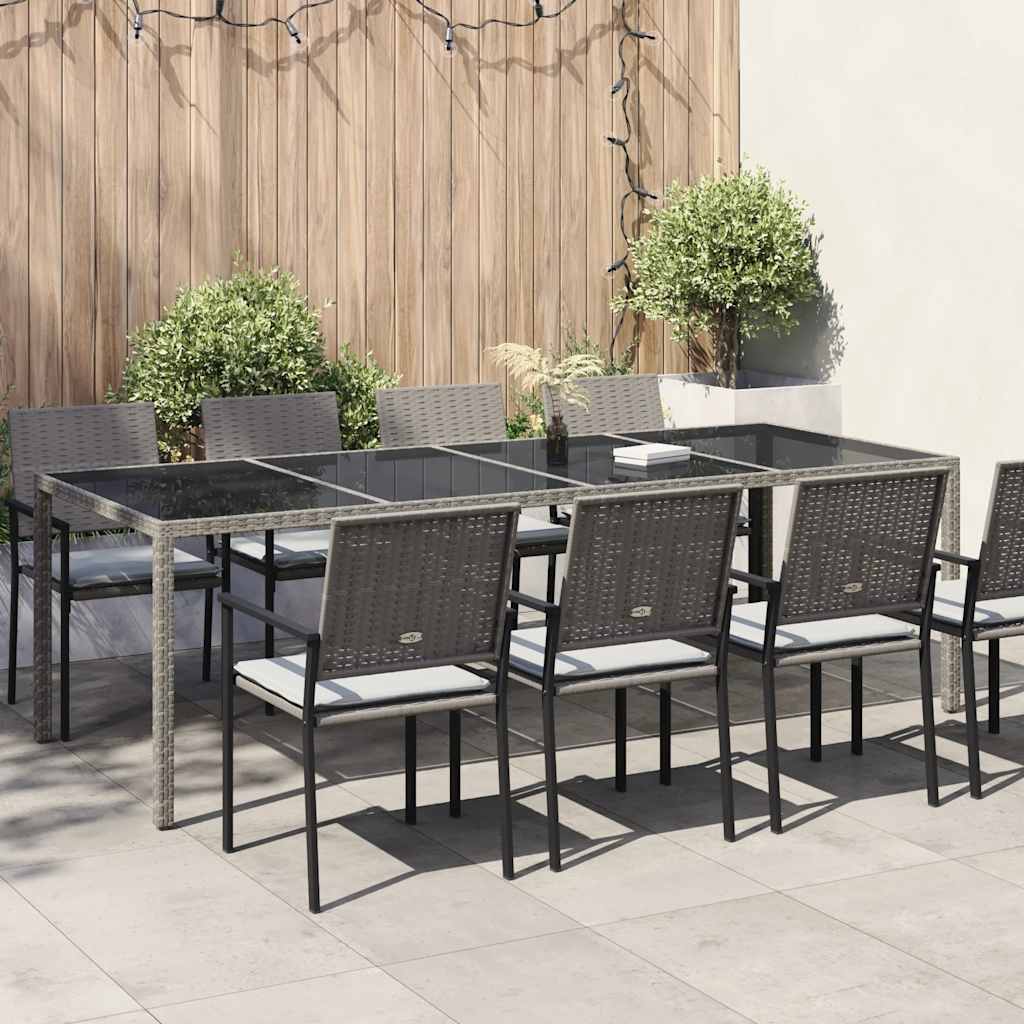 Vrtni stol sivi 250x100x75 cm od kaljenog stakla i poliratana