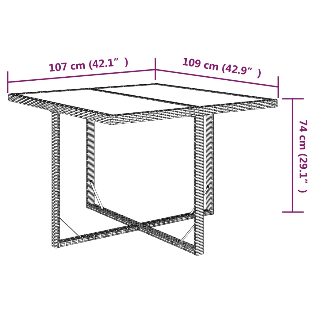 Vrtni stol smeđi 109 x 107 x 74 cm od poliratana i stakla