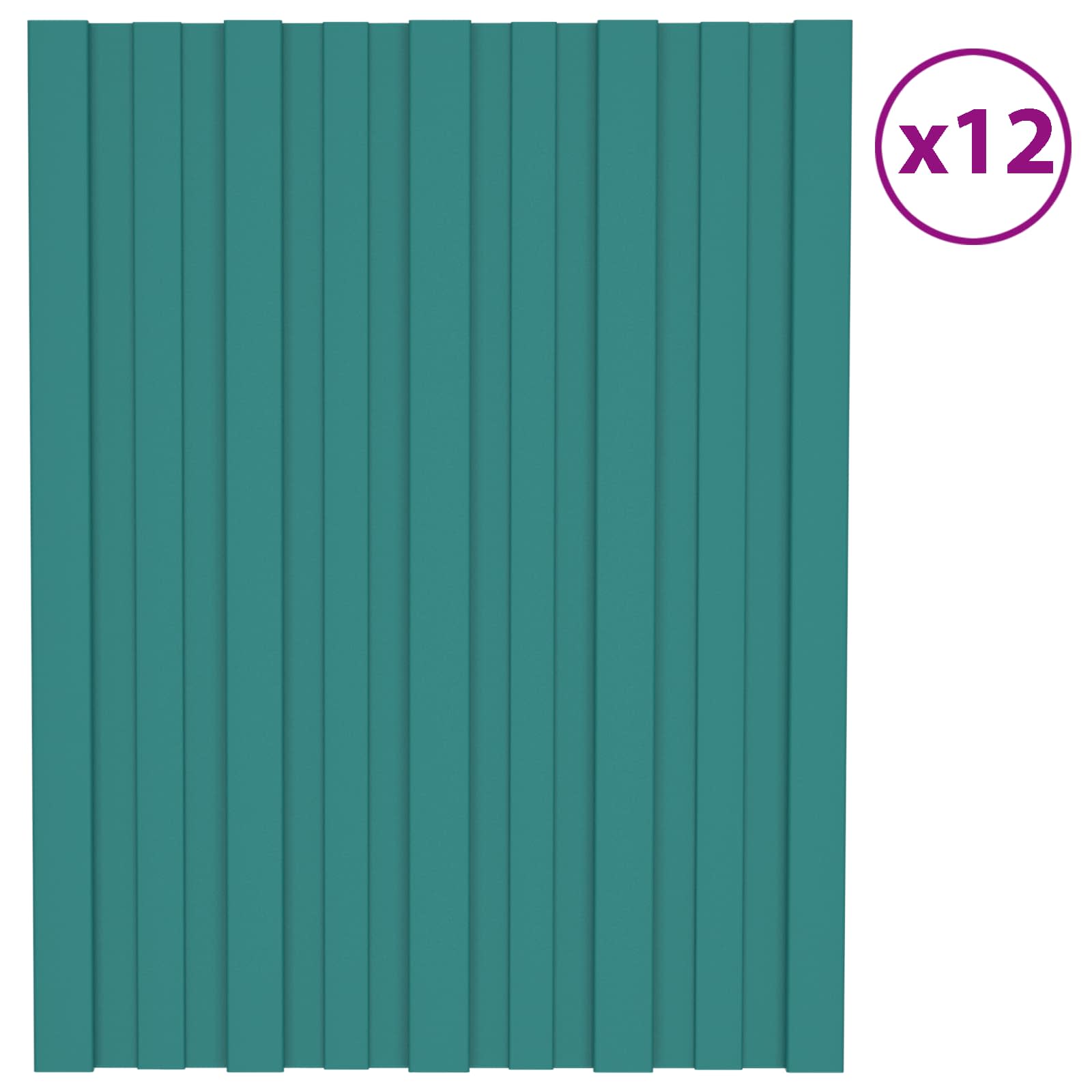 Krovni panel 12 pcs Zelena 60 x 45 cm Pocinčani čelik