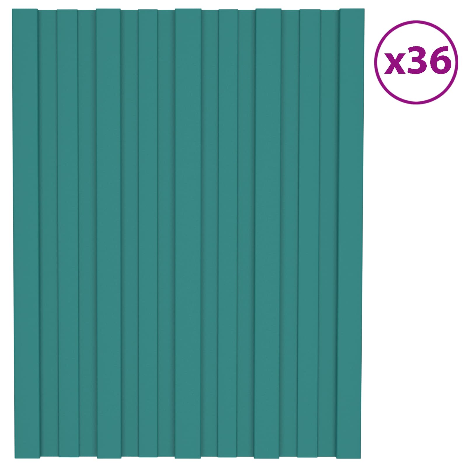 Krovni panel 36 pcs Zelena 60 x 45 cm Pocinčani čelik
