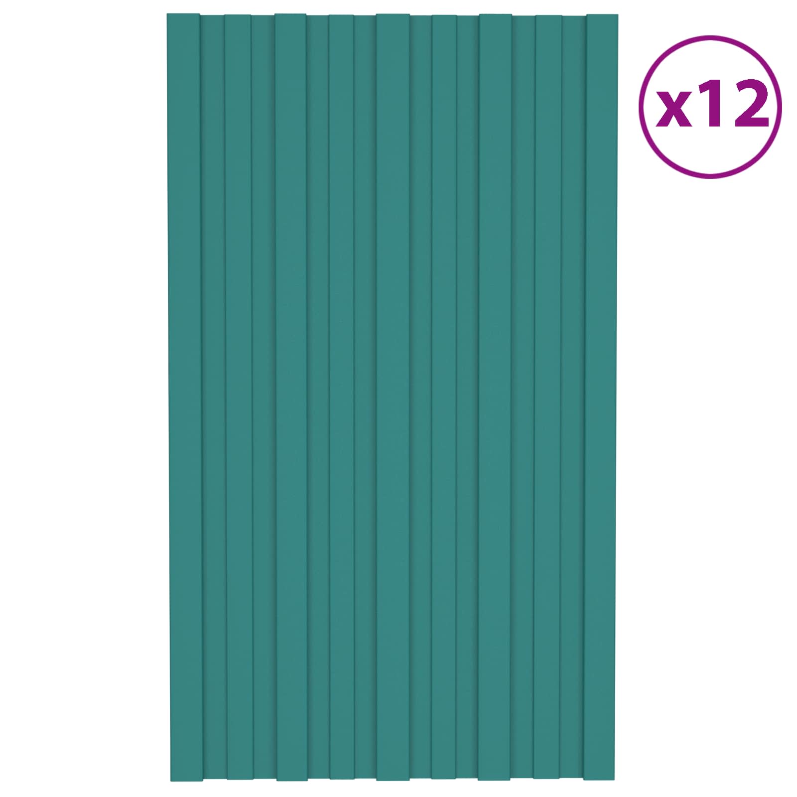 Krovni panel 12 pcs Zelena 80 x 45 cm Pocinčani čelik
