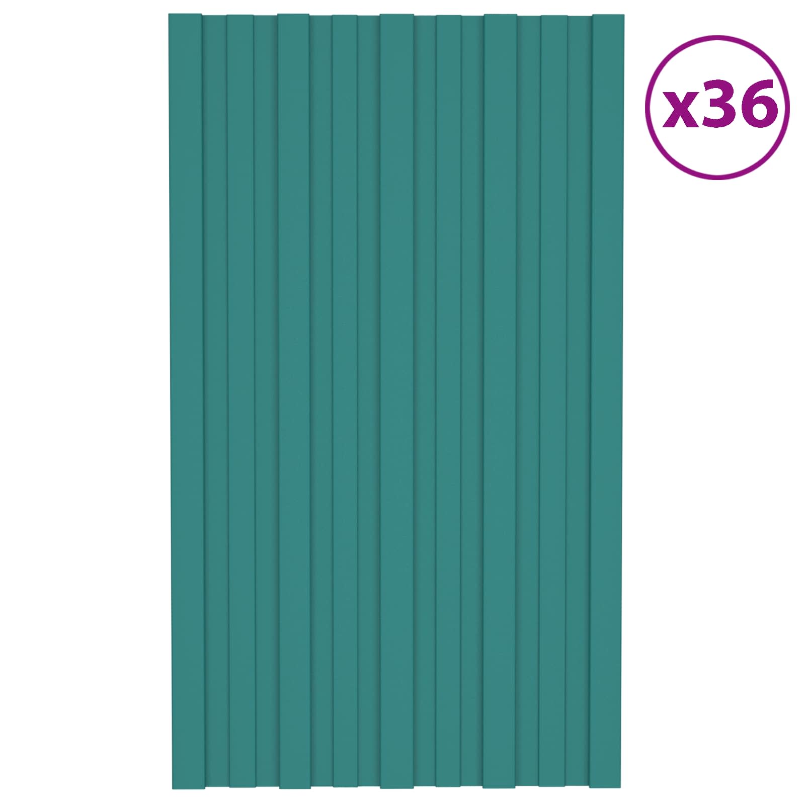 Krovni panel 36 pcs Zelena 80 x 45 cm Pocinčani čelik