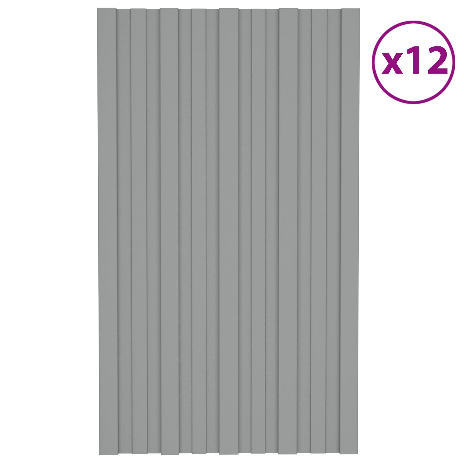Krovni panel 12 pcs Siva 80 x 45 cm Pocinčani čelik
