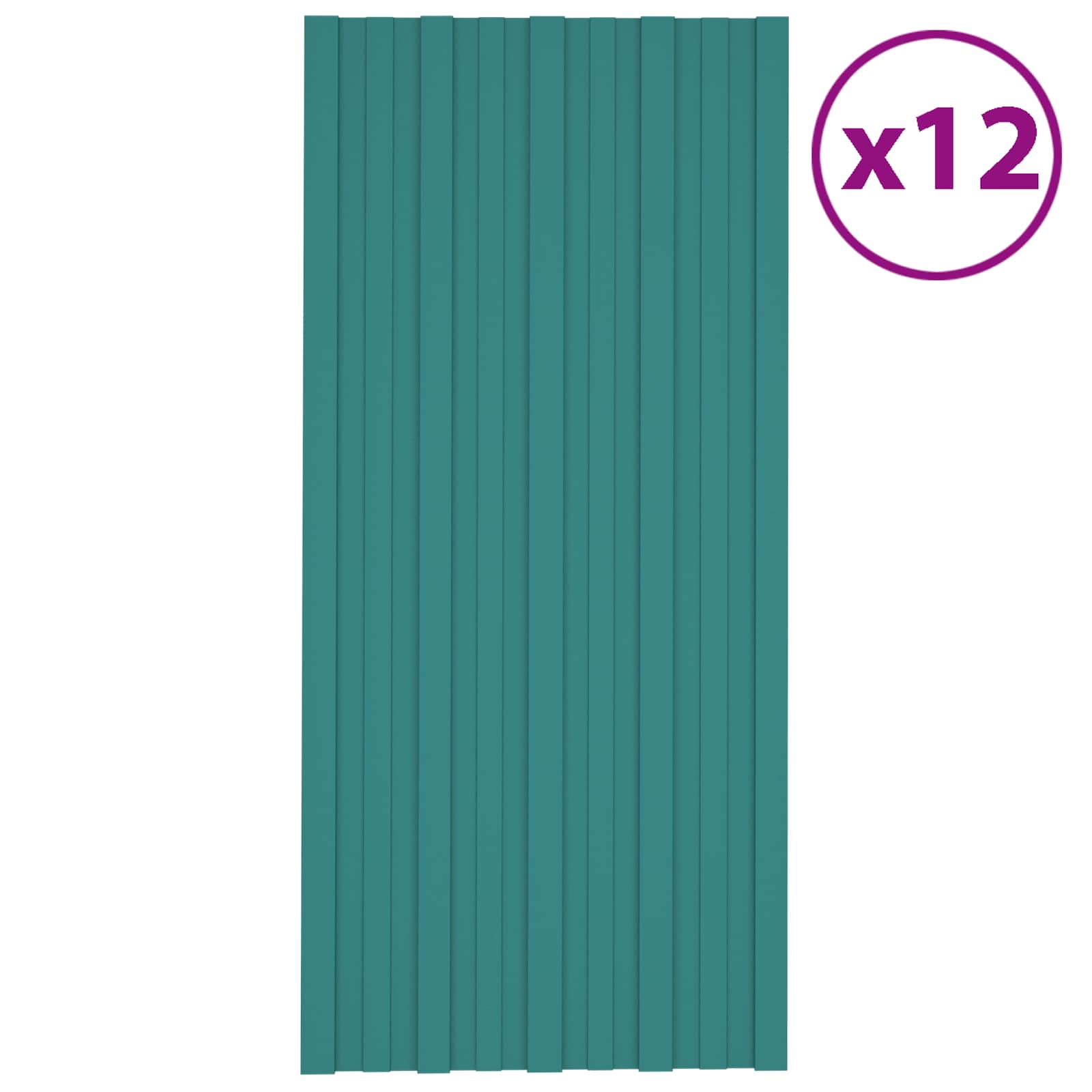 Krovni panel 12 pcs Zelena 100 x 45 cm Pocinčani čelik