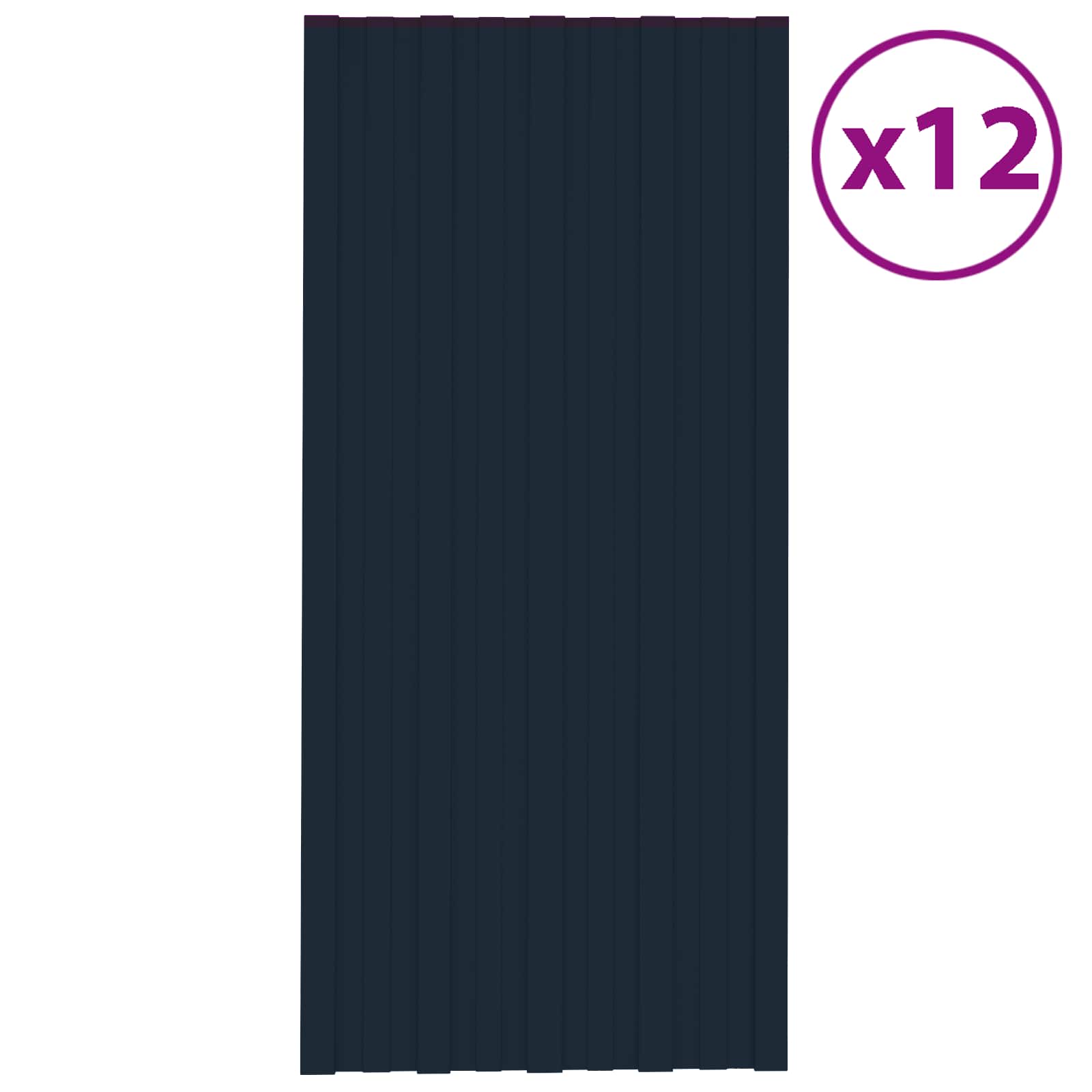 Krovni panel 12 pcs Antracit 100 x 45 cm Pocinčani čelik
