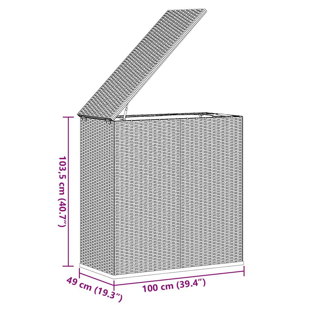 Kutija za vrtne jastuke od PE ratana 100 x 49 x 103,5 cm smeđa