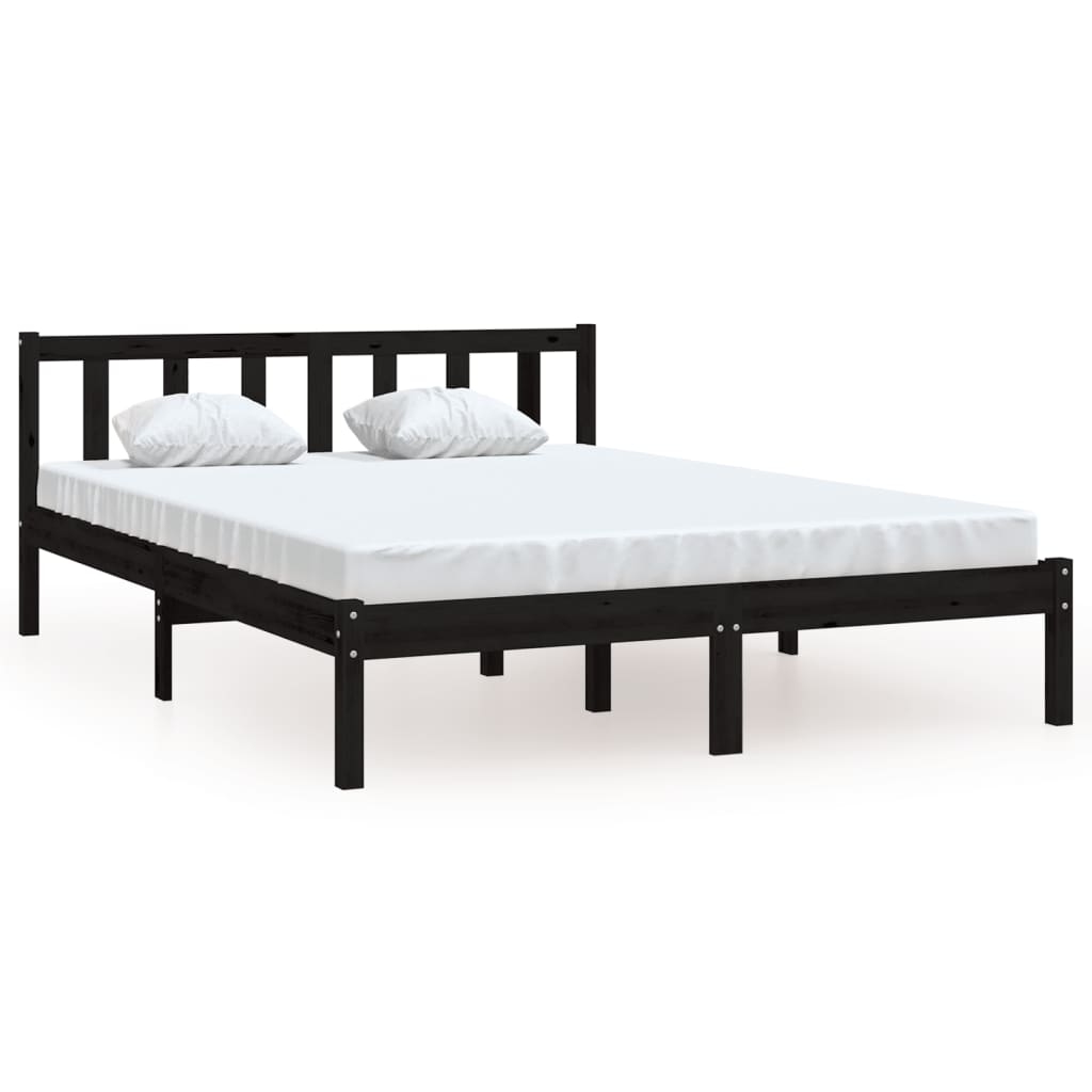Okvir za krevet od masivne borovine crni 135x190 cm bračni